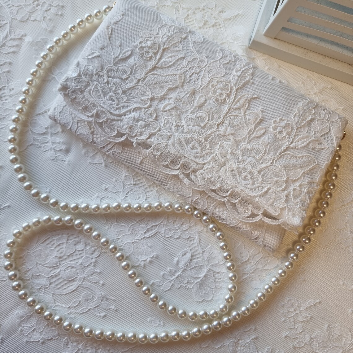 Wedding Clutch Bagivory Lace Bridal Purselace Sequin Trim - Etsy