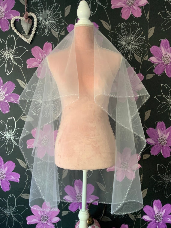 Ivory bridal veil two tier veil wedding veil
