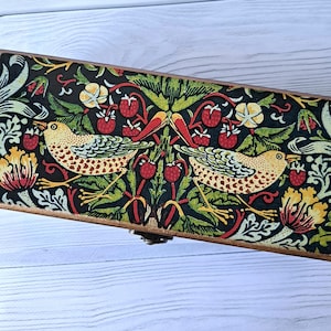 Scatola da tè in legno personalizzata William Morris contenitore per il tè Strawberry Thief organizzatore per bustine di tè regalo scatola da tè