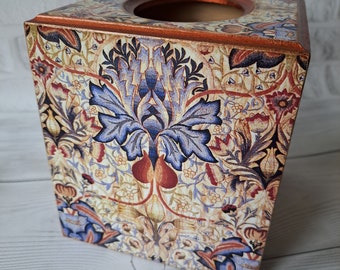 William Morris tissue box Wooden tissue storage holder Napkin case organizer Wooden tissue cover