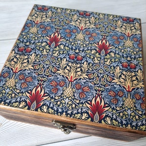 Personlig trätelåda William Morris teförvaring Tepåseorganisatör Teask present