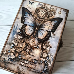 Caja de recuerdos de madera personalizada Caja de cartas Tarot Porta cartas de tarot Steampunk