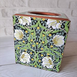 William Morris tissue box Wooden tissue storage Pimpernel Napkin case organizer Wooden tissue cover Christmas gift idea