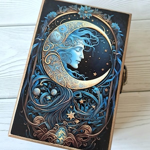 Boîte souvenir personnalisée en bois Boîte à cartes de tarot Porte-cartes de tarot déesse de la lune