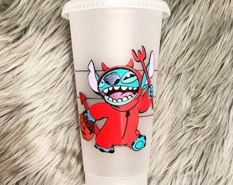 Lilo and Stitch, Stitch Halloween Costume, Stitch cute Starbucks Clear Cold Tumbler, Halloween cup