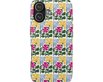 Custodia per telefono resistente con motivo a piastrelle floreali / Motivo da giardino colorato