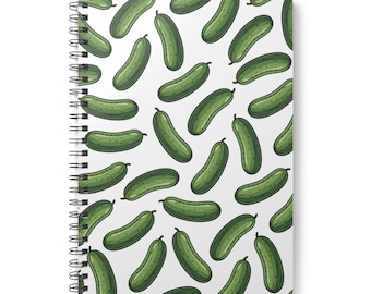 Quaderno con motivo a cetriolo, rilegatura a spirale, copertina morbida, formato A5 / Diario con illustrazione di cetriolo