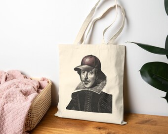 Ritratto di Shakespeare con borsa tote con cappellino da baseball / Arte letteraria vintage