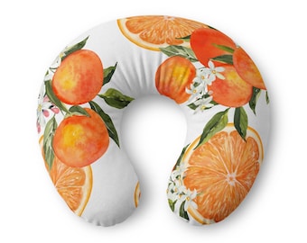 Fodera per cuscino allattamento con motivo floreale di agrumi e arancio / Motivo a fiori d'arancio
