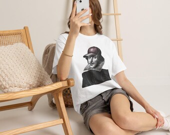 Maglietta con ritratto di Shakespeare e cappellino da baseball / Maglietta con umorismo letterario