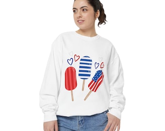 Patriotic Popsicles Sweatshirt | Fourth of July Flag Ice Cream jumper