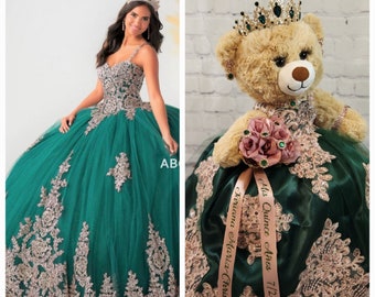 Custom Personalized Quinceanera Dress for a Bear or Doll/made to resemble the quinceanera&#39;s dress - Bear/Doll sold separately.