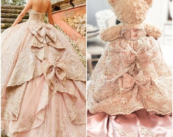 Custom Personalized Quinceanera Dress for a Bear or Doll/made to resemble the quinceanera&#39;s dress - Bear/Doll sold separately.