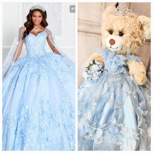 Custom Quinceanera Bear / Oso / Last Doll Ultima Muneca Light Blue