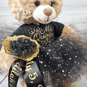 Tutu Quinceanera Bear/Ultima Muneca/ Last Doll/ Oso/ Black & Gold