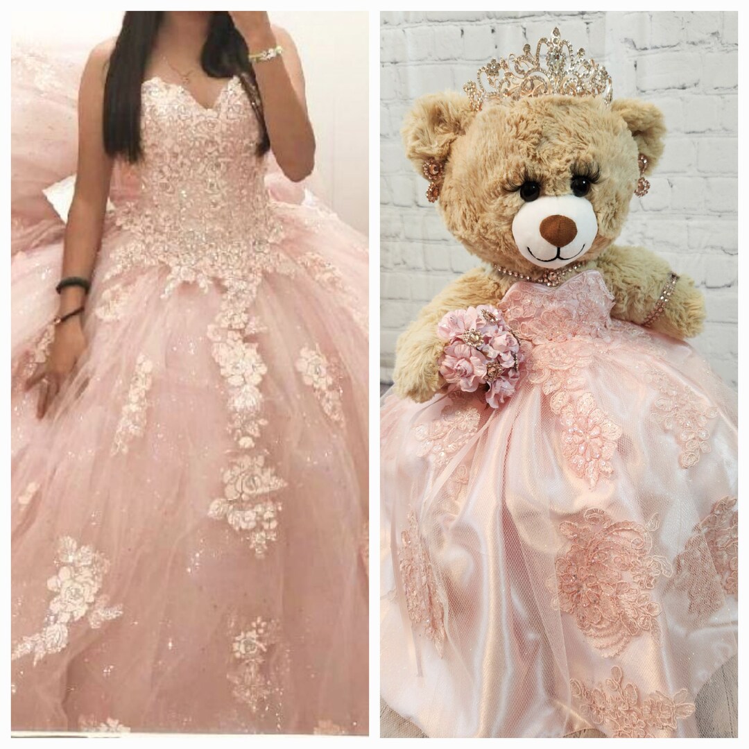 Cisina Quinceañera Teddy Bear With Dress & Crown - 18 Inch Burgundy Centerpiece Decor & Keepsake Gift - View #7