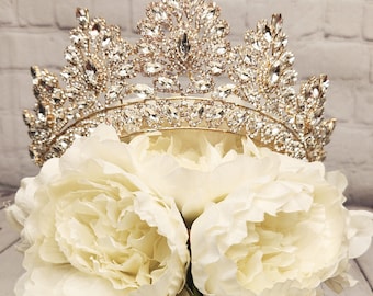 Gold Quinceanera Tiara:  Rhinestone Princess Crown