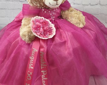 Custom Personalized Quinceanera Dress for a Bear or Doll/made to resemble the quinceanera&#39;s dress - Bear/Doll sold separately.