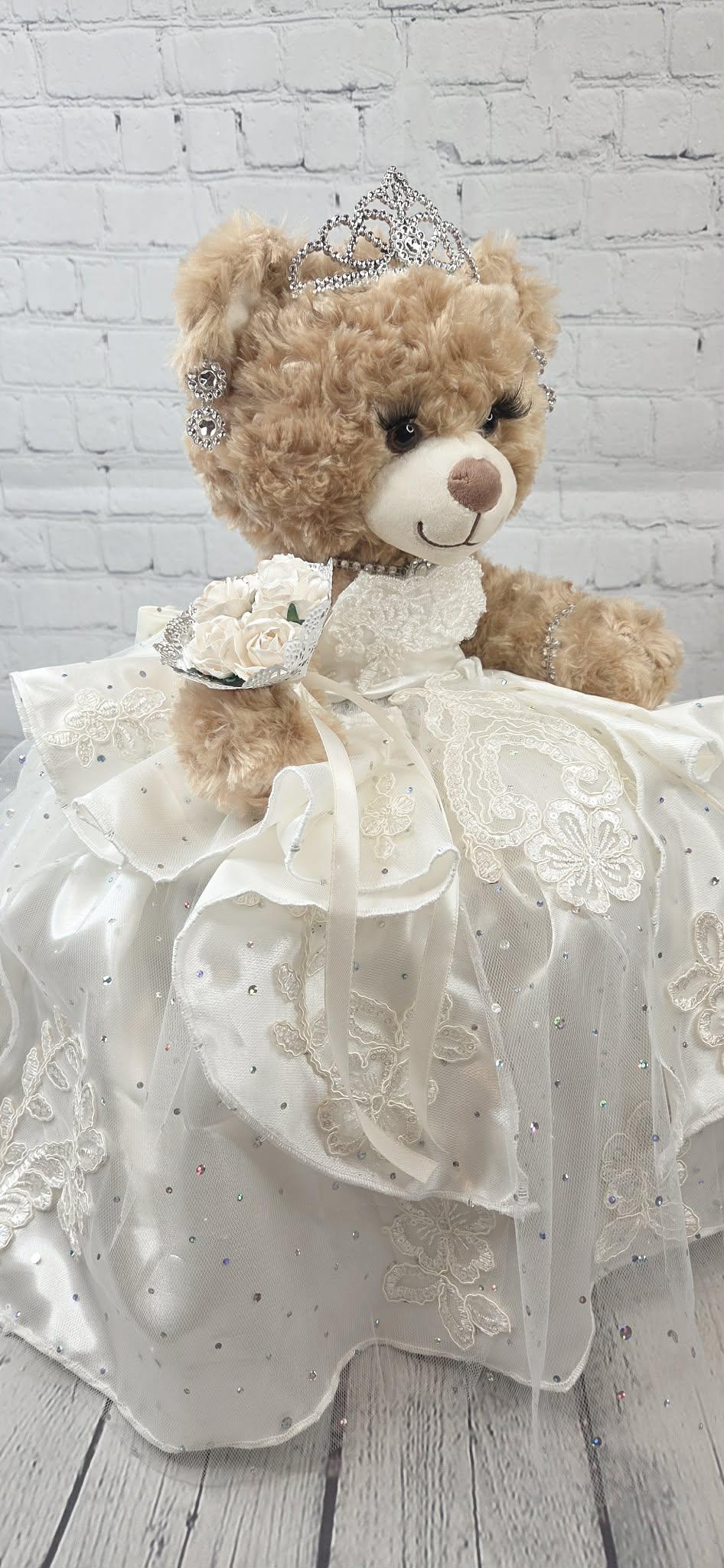 white christmas dresses Summer Hot Selling Baby Kids Girls Cute Short Sleeves Teddy Bear Embroidered Dress 140 (8-10Y) / Brown main image 1
