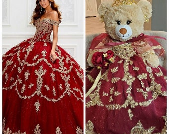 Custom Quinceanera Bear / Oso / Last Doll Ultima Muneca Burgundy/wine