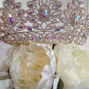 Gold Quinceanera Tiara: Iridescent Rhinestone Princess Crown