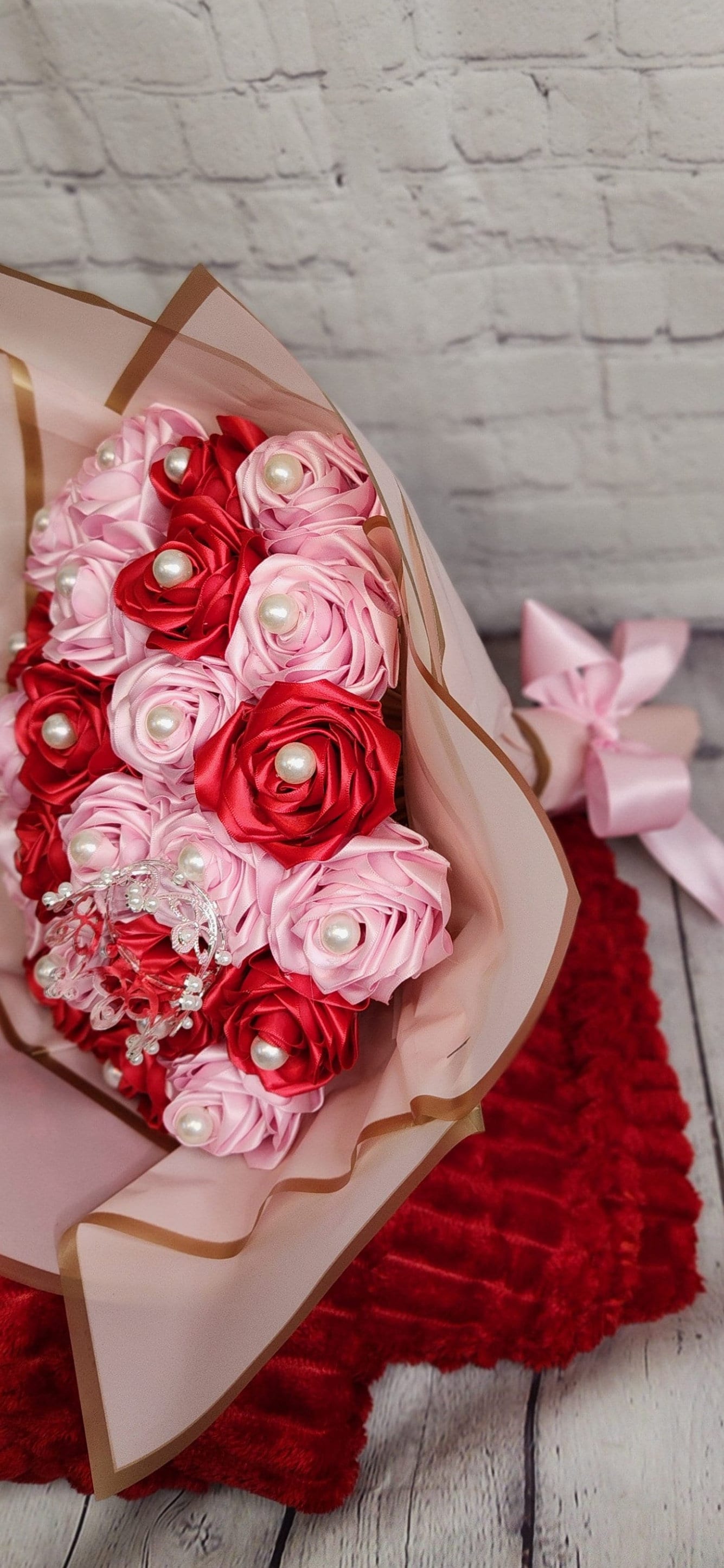 Eternal Rose Ribbon Bouquet - 2 Dozen Roses With Pearls  display picture 2
