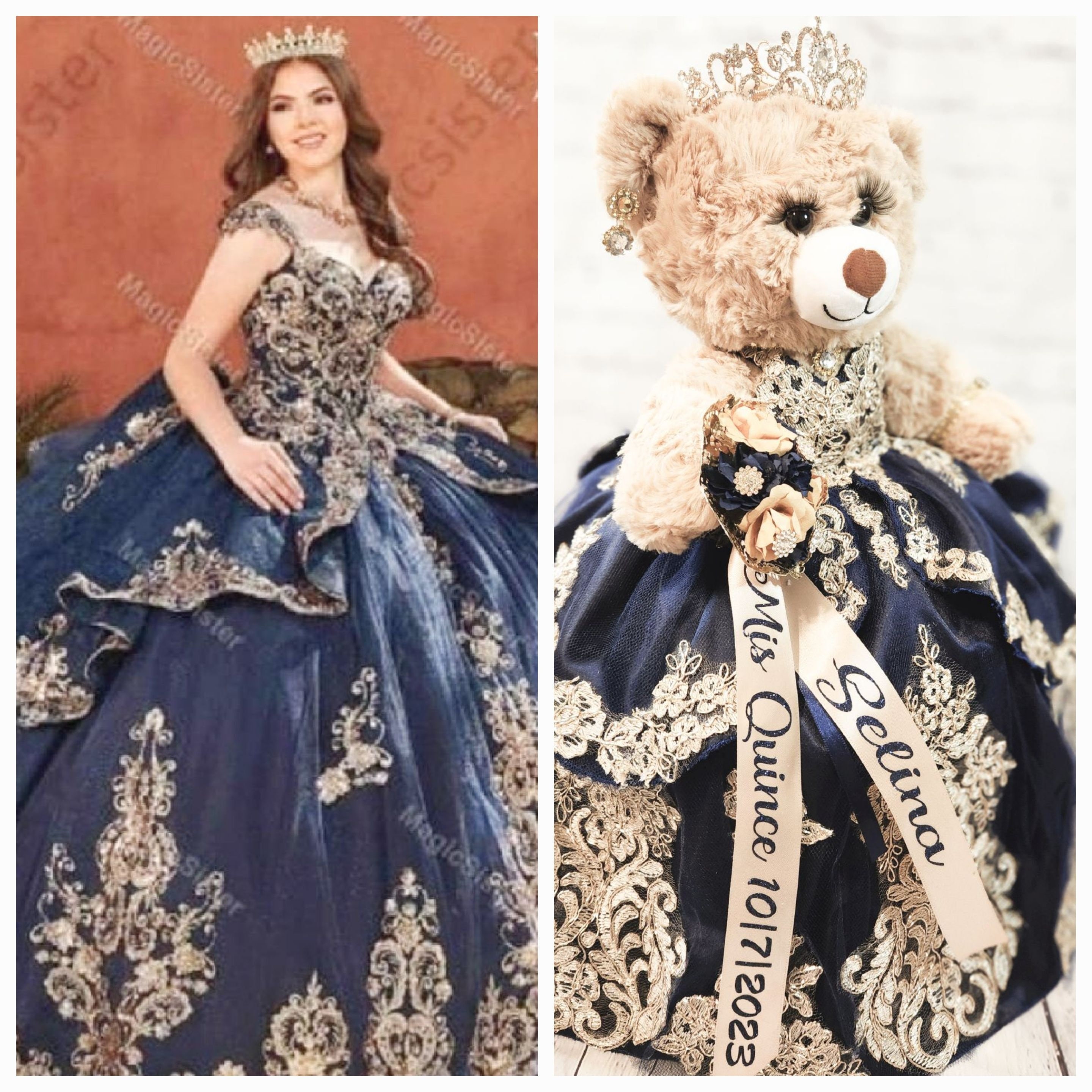 Custom Personalized Quinceanera Dress for a Bear or Doll/made to resemble the quinceanera's dress - Bear/Doll sold separately.
