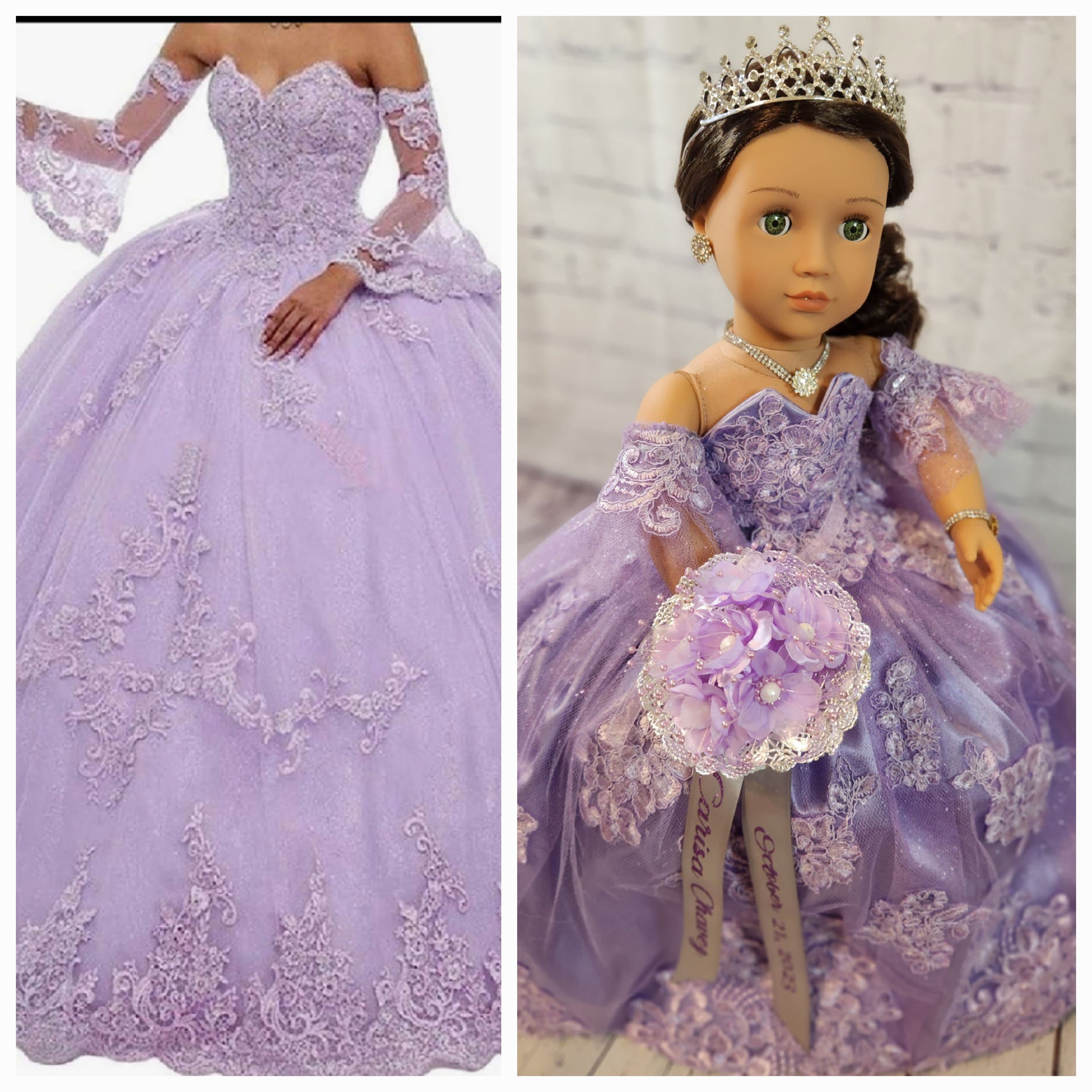 quinceanera doll purple dress Custom Quinceanera Doll Dress: for an American Girl Doll, Keepsake Gift