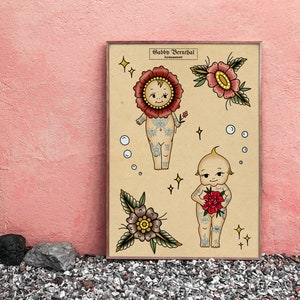 Kewpie Tattoo Flash - Tattoo Flash Art - Digital Tattoo Flash Art - Kewpies Sonny Angel Art