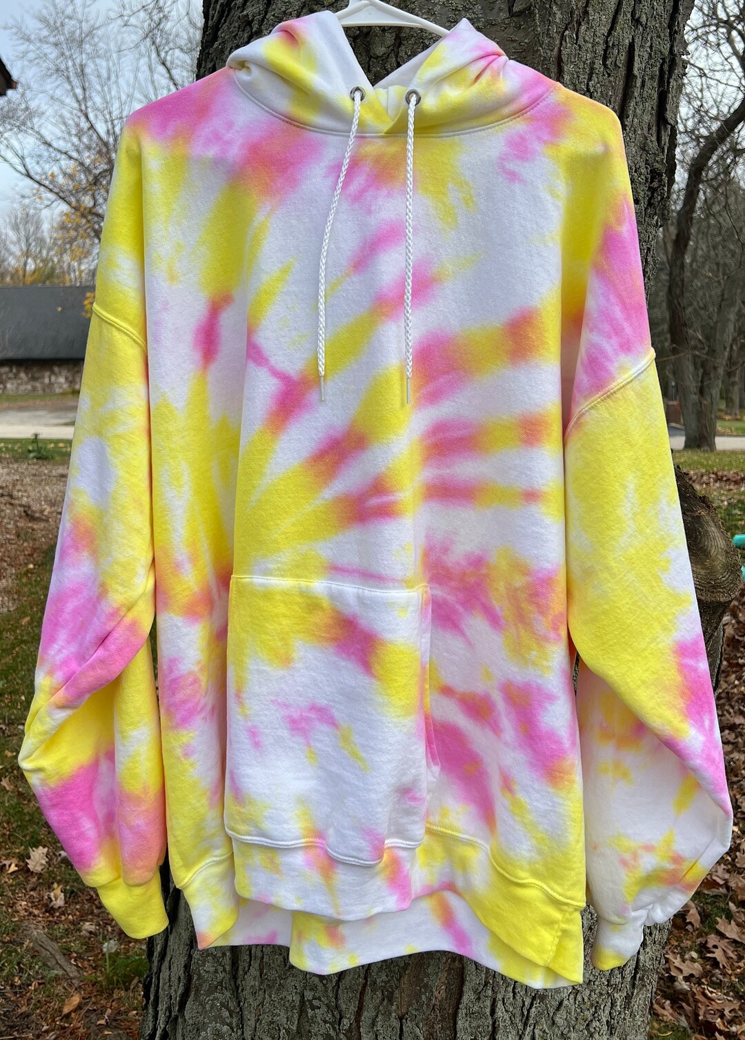 Yellow/pink Tiedye Hooded Sweatshirt Etsy
