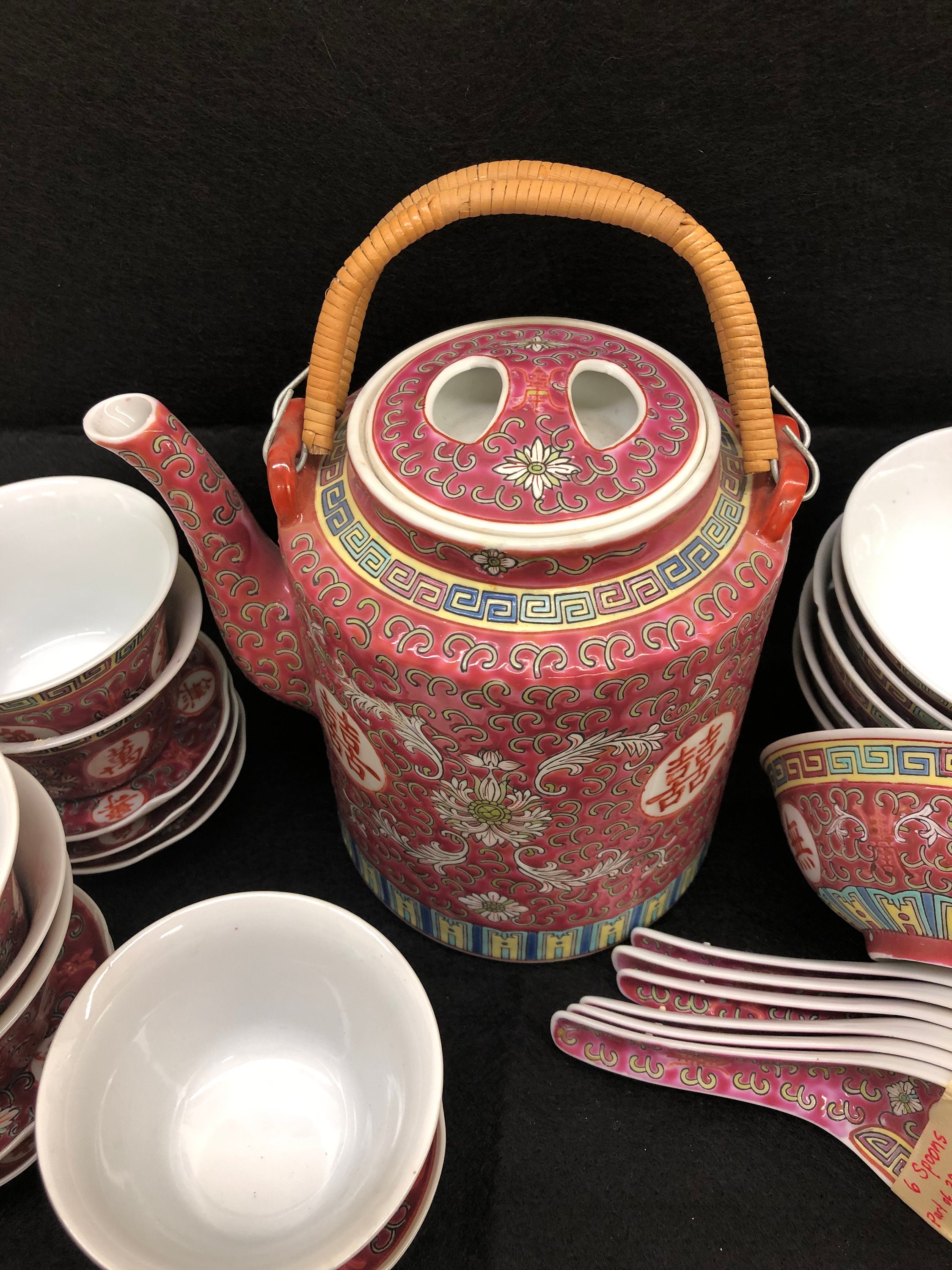 Authentic Antique Chinese Tea Set Jingdezhen MunShou Famille Etsy