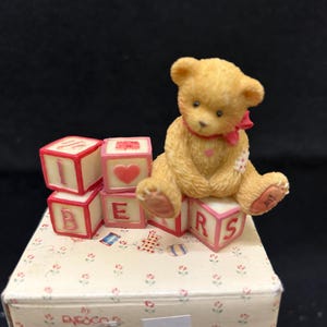 Cherished Teddies 1996  I LOVE BEARS With Blocks   #92950 with Box