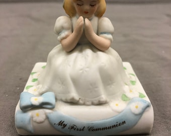 Vintage 1989 Enesco My First Communion Girl Praying Figurine Porcelain 3.25"