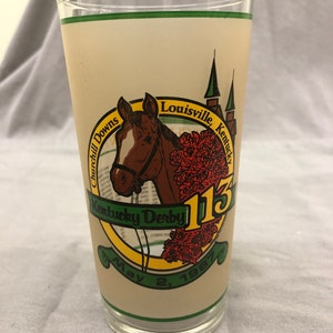 Kentucky Derby 1987 Church Hill Downs #113 Souvenir Glass. Has all the past winners on the glass.