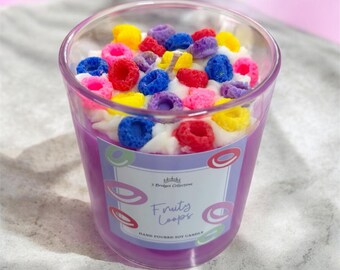 Vela grande de cera de soja con aroma a Fruity Loops ~ 40 horas de duración ~ Temática de postres ~ Fragancia para el hogar ~ Ideas para regalos