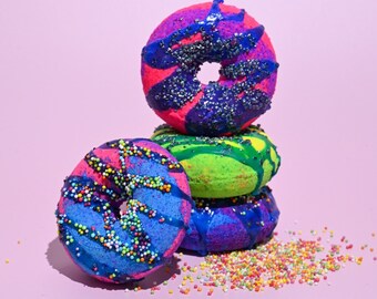 Bombas de baño de donuts ~ Bombas de baño de donuts grandes con chispas