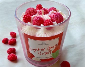 Lychee Guava Sorbet Large Soy Wax Candle ~ 40 Hours Burn Time ~ Desserts ~ Home Décor ~ Home Fragrance