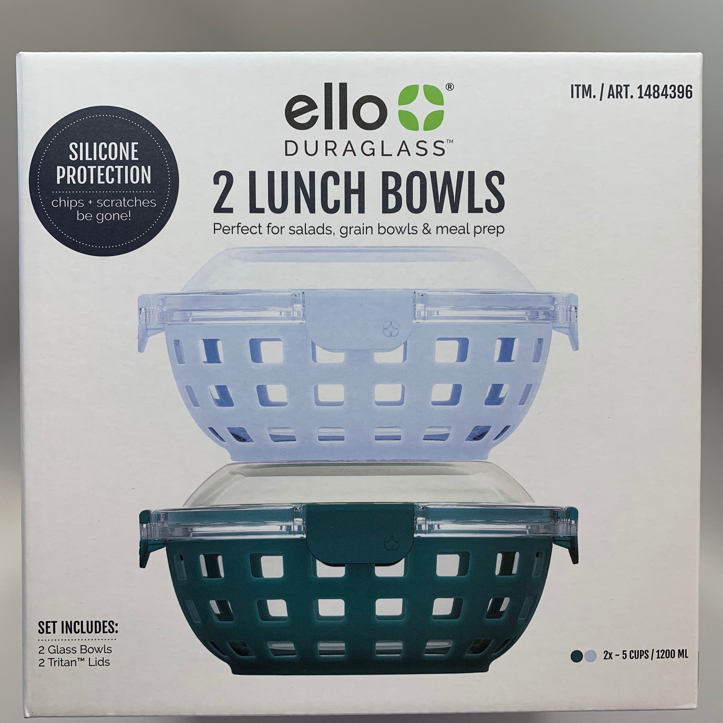 2 Lunch Bowls by Ello Duraglass Blue And Green 2 Bowls & 2 Etsy