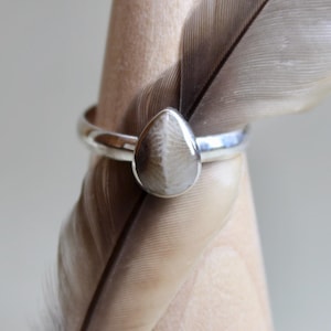 Teardrop Petoskey Stone Ring | Size US 7 | 10mm Stone | Sterling Silver .925