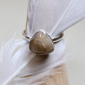 Triangle Petoskey Stone Ring | Size US 7 | 10mm Stone | Sterling Silver .925