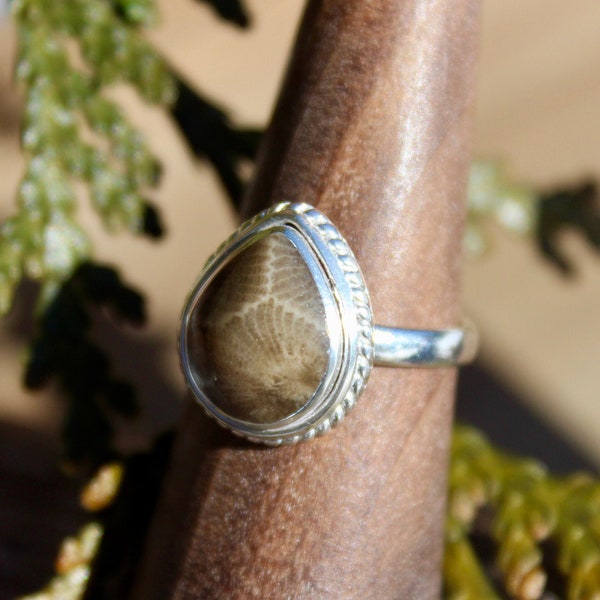 Petoskey Stone Ring | Size US 5| Sterling Silver .925