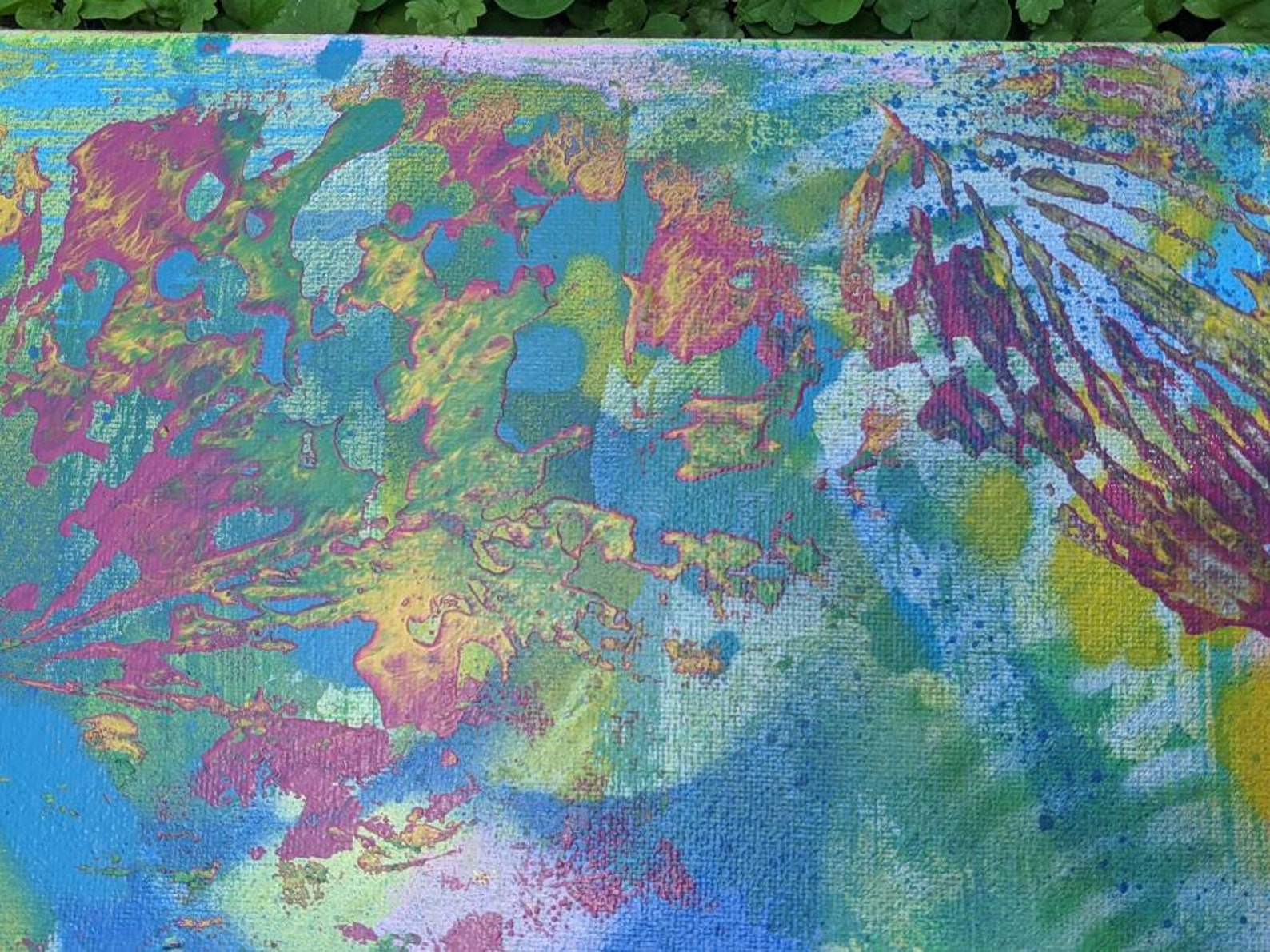 Pink Yellow Blue Original Abstract Canvas Painting Wall Art Etsy