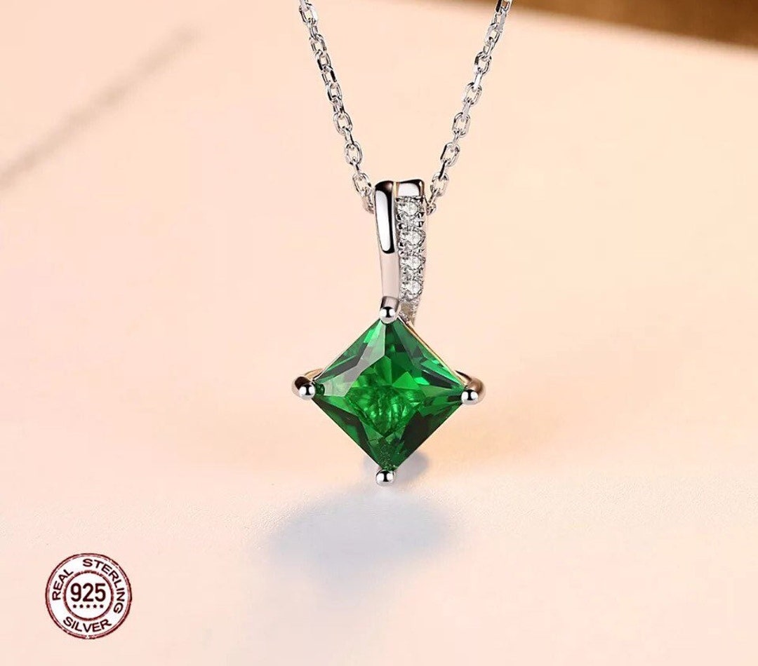 Set of Emerald 925 Sterling Silver Jewellery Sparkling Green - Etsy UK