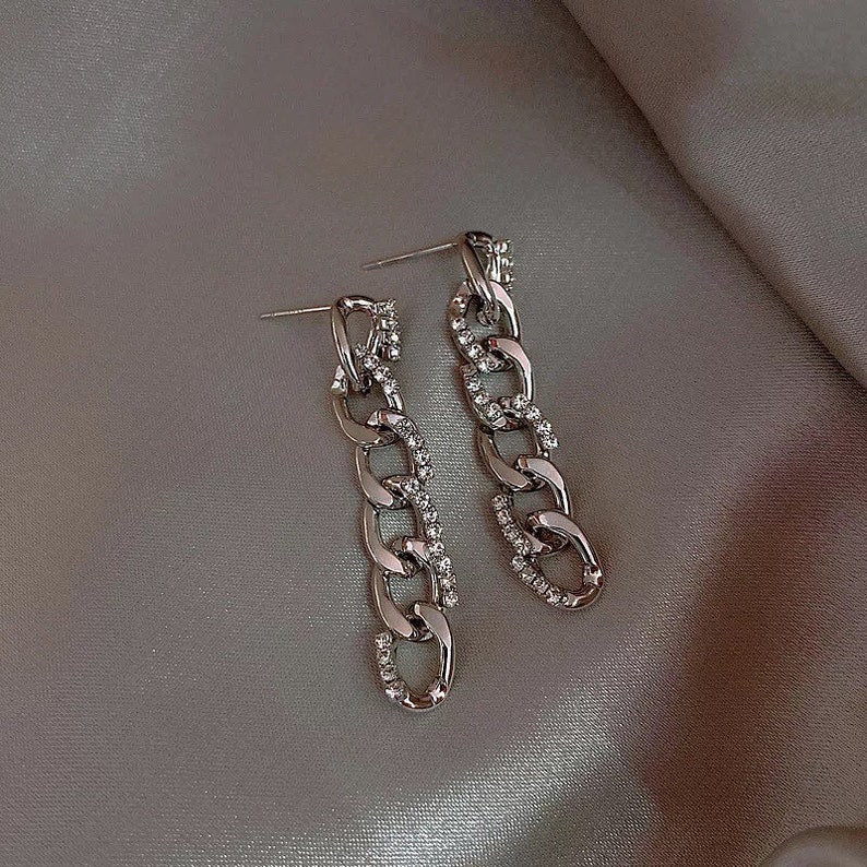 New Arrival Tassel Crystal Trendy Geometric Dangle Earrings Elegant Sweet Crystal earrings Lovely Chain earrings