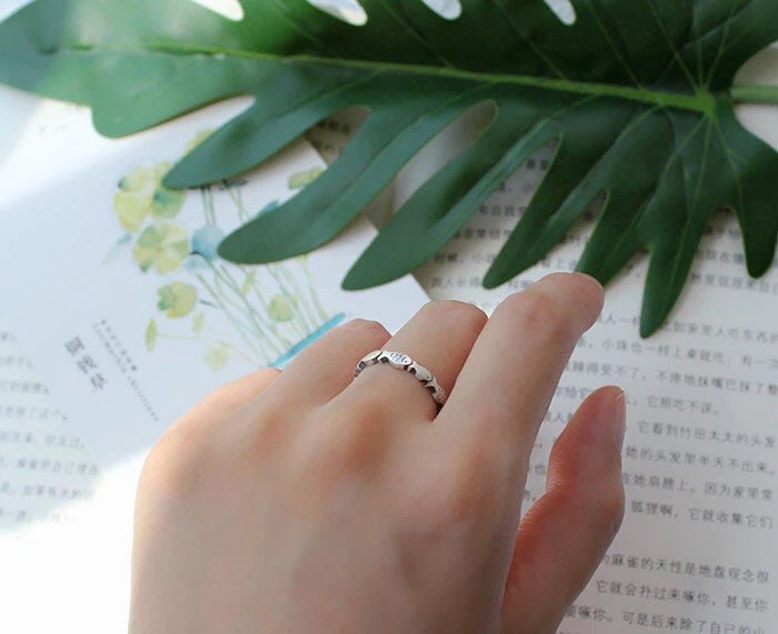 925 Sterling Silver filled Ring fish pattern ring unique Etsy