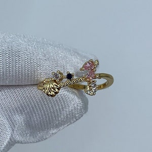 Pink Seahorse Ring, Gold Vermeil Ring, Sea Creature, Beach Jewellery