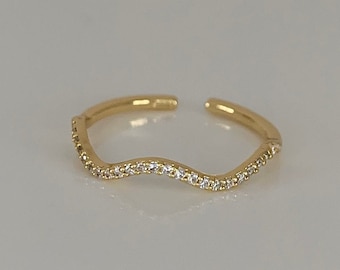 Wavy Gold Vermeil Adjustable Ring