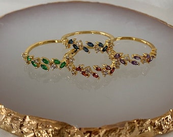 Leaf Gold Vermeil Adjustable Ring