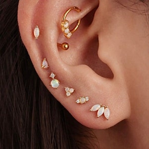 Gold Vermeil Labret Piercings, Opal Labret Piercing, Opal Flat Back Stud, Opal Knorpel Ohrring, Opal Helix Tragus Piercing