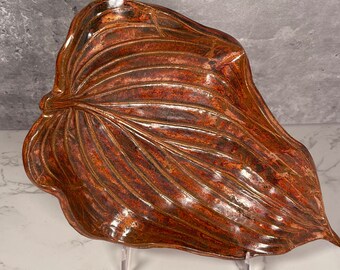 Handmade Ceramic Leaf Dish/Plant/ Leaves/ Copper/Unique Pottery/ #128
